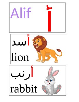 Preview of Arabic Letter Word Wall with English Translation