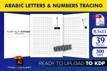 Preview of Arabic Letters & Numbers Tracing Workbook - KDP Interior Template