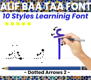 Preview of Arabic Letters (alif baa taa) font dotted Arrows 2 خط منقط متقطع للحروف الأبجدية