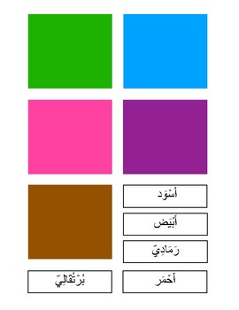 Preview of Arabic Montessori Nomenclature Cards: Colors