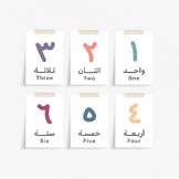 Arabic Numbers Flashcards 1-10 Set Printable, Islamic Numb