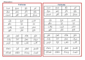 Preview of Arabic Reading Card - Fatha (aa)