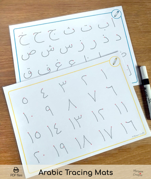 Preview of Arabic alphabet, Arabic numbers tracing mat 1, حروف عربية,عربى