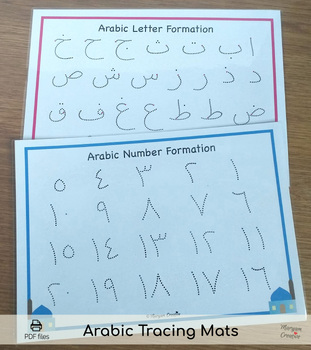 Preview of Arabic alphabet, Arabic numbers tracing mat 2, حروف عربية,عربى