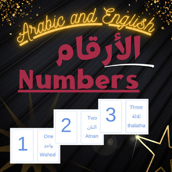 Preview of Arabic and English Numbers Flashcards/Displays 1 to 10.