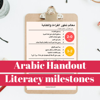 Preview of Arabic handout for parents: Literacy Milestones