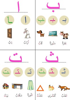 Preview of Arabic letters with picture cards.