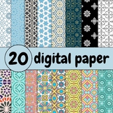 Arabic pattern, colorful 19 digital paper pack , islamic g