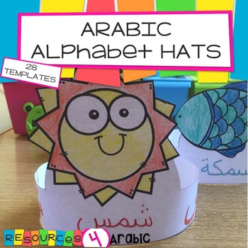 Preview of Arabic word and picture hats- 28 hats with Arabic words
