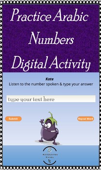 Preview of Arabic Numbers Practice - Digital Activity - With Read to Me in Arabic