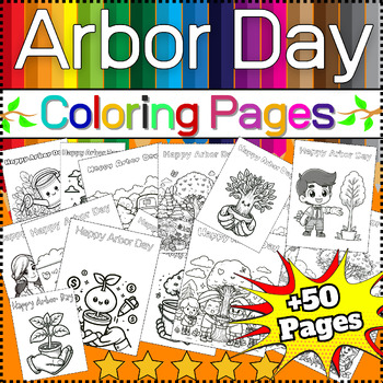 Preview of Arbor Day Activities: Coloring Pages (⭐+50 Pages⭐) for Kindergarten to 2th grade