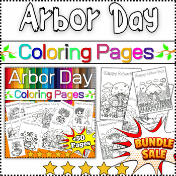 Preview of Arbor Day Activities: Coloring Pages (✅+50 Pages✅) for Kindergarten to 2th grade