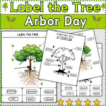Preview of Arbor Day Activity Label the Tree :Cut & Paste for Kindergarten to 3th grade