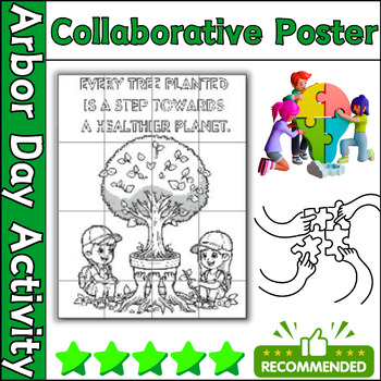 Preview of Arbor Day Collaborative Coloring Poster Activity 16 sheets ⭐No Prep ⭐