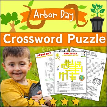 Preview of Arbor Day Crossword Puzzle Worksheet Activity with Coloring Symbols (Color& B/W)