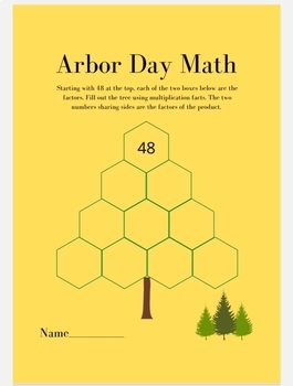 Preview of Arbor Day Math 48 Starting with 48 at the top, each of the two boxes below are t