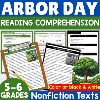 Preview of Arbor Day Reading Comprehension Passage & questions 5th 6th Grades April Reading