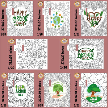 Preview of Arbor Day coloring pages activities Collaborative Poster Bulletin Board Bundle