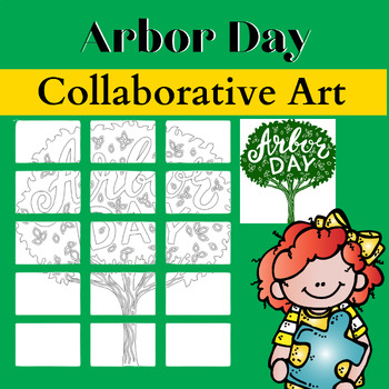 Preview of Arbor day craft : Coloring Page activities bulletin board collaborative poster