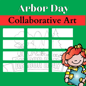 Preview of Arbor day craft : Coloring Page activities bulletin board collaborative poster