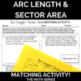 Arc Length & Sector Area Word Problems Matching Activity