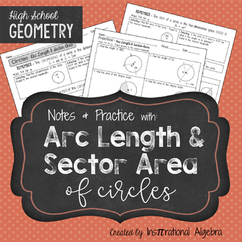 Preview of Arc Length & Sector Area of Circles: Notes & Practice
