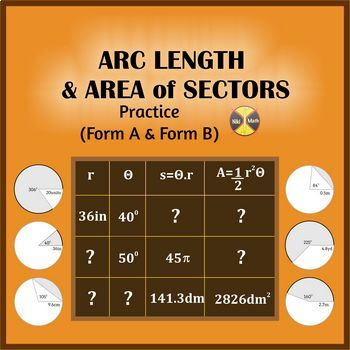 Preview of Arc Length and Area of a Sector - Practice A & B - Distance Learning