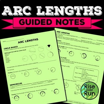Preview of Arc Length Guided Notes & Discovery Lesson