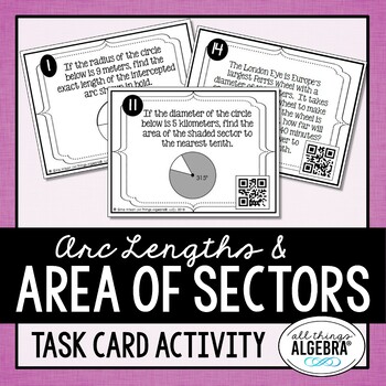 Preview of Arc Lengths and Area of Sectors | Task Cards