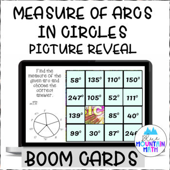Preview of Arc Measures in Circles Picture Reveal Boom Cards--Digital Task Cards