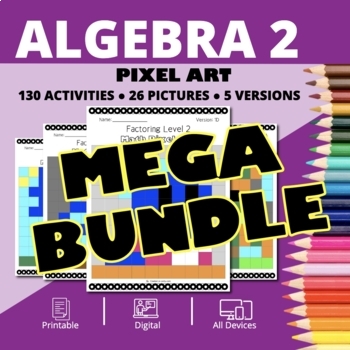 Preview of Arcade Algebra 2 BUNDLE: Math Pixel Art Activities