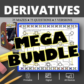 Preview of Arcade: Calculus Derivatives BUNDLE Maze Activity