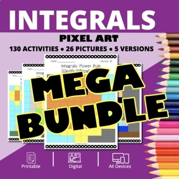 Preview of Arcade Calculus Integrals BUNDLE: Math Pixel Art Activities