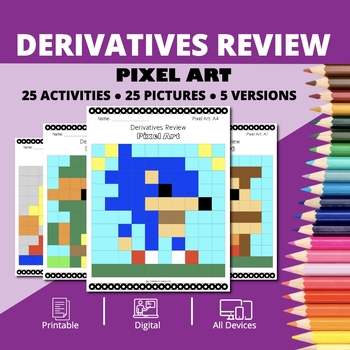 Preview of Arcade: Derivatives REVIEW Pixel Art Activity