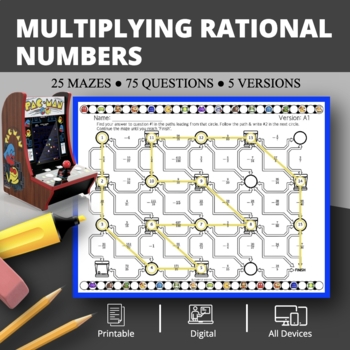 Preview of Arcade: Multiplying Rational Numbers Maze Activity