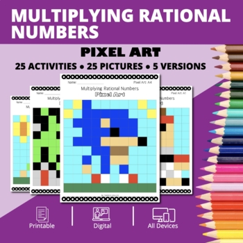 Preview of Arcade: Multiplying Rational Numbers Pixel Art Activity