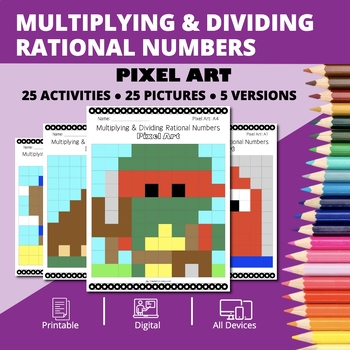 Preview of Arcade: Multiplying and Dividing Rational Numbers Pixel Art Activity