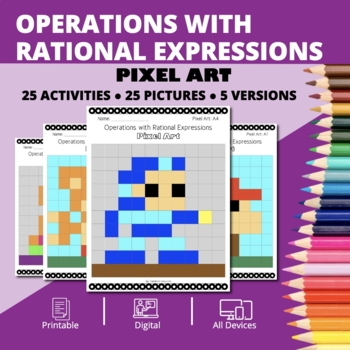 Preview of Arcade: Operations with Rational Expressions Pixel Art Activity