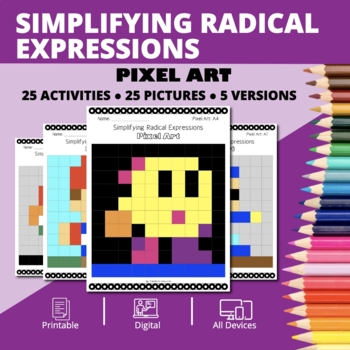 Preview of Arcade: Simplifying Radical Expressions Pixel Art Activity