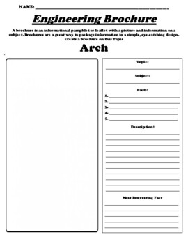 Preview of Arch "Informational Brochure" WebQuest & Worksheet