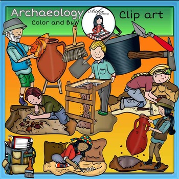 Preview of Archaelogy clip art -Color and B&W-