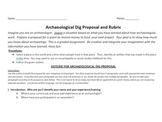 Archaeological Dig Proposal & Rubric
