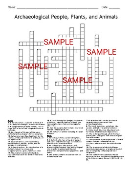 Preview of Archaeological People, Plants, and Animals Crossword