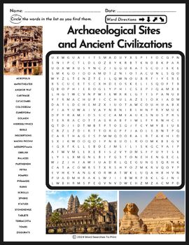 Preview of Archaeological Sites and Ancient Civilizations Word Search Puzzle