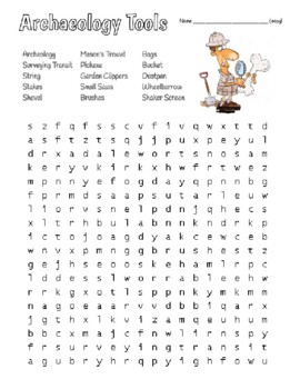 Preview of Archaeology Tools - Basic Wordsearch, Key, Zentangle to Color, Quote re King Tut