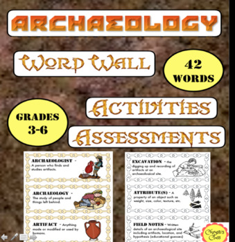 Preview of Archaeology Word Wall, Activities, Assessments, and Application