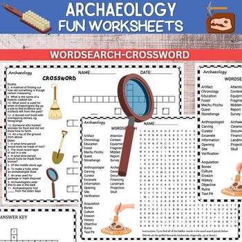 Preview of Archaeology Worksheets Word Search and Crosswords