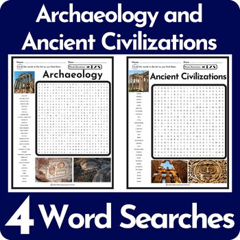 Preview of Archaeology and Ancient Civilizations Word Search Puzzle BUNDLE