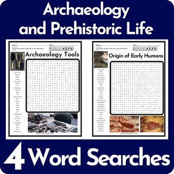 Preview of Archaeology and Prehistoric Life Word Search Puzzle BUNDLE