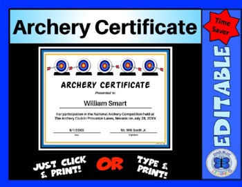 Preview of Archery Certificate - Boards - Editable